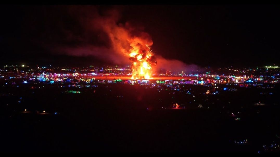 ⁣Burning Man 2018 - Man Burn Drone View